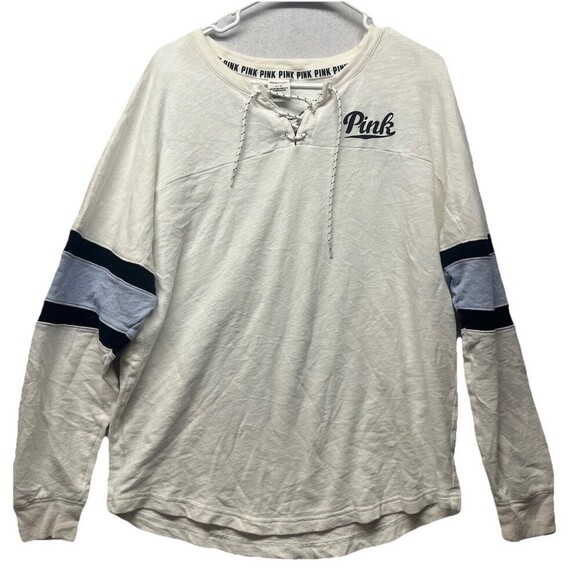 Y2K Victorias Secret PINK Pullover "PINK PINK" LOGO Sweatshirt Large Oversized - Picture 1 of 3